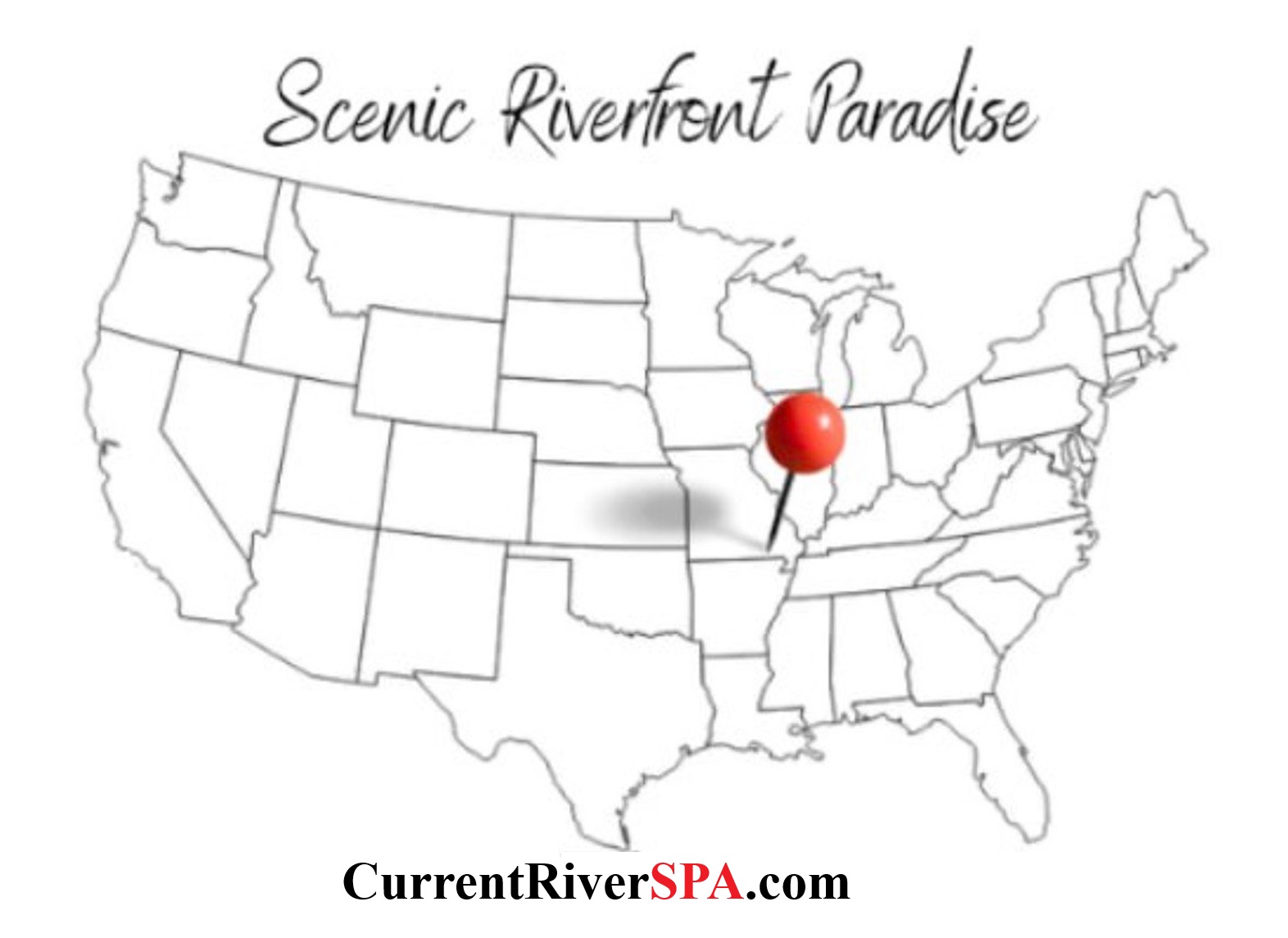 Map pinpointing the scenic river property location in the U.S.